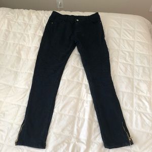 Boutique moto pants with zipper